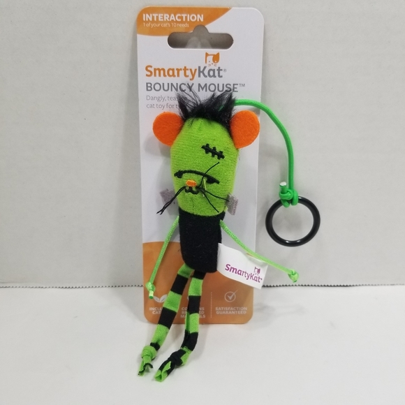 New SmartyKat Bouncy Mouse Catnip Green Frankenstein Monster Cat Toy - Picture 2 of 7